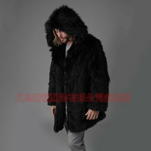 mens faux fur coat with hood